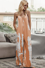 Ease Off Wide Leg Sleeveless Tie Dye Jumpsuit - MXSTUDIO.COM