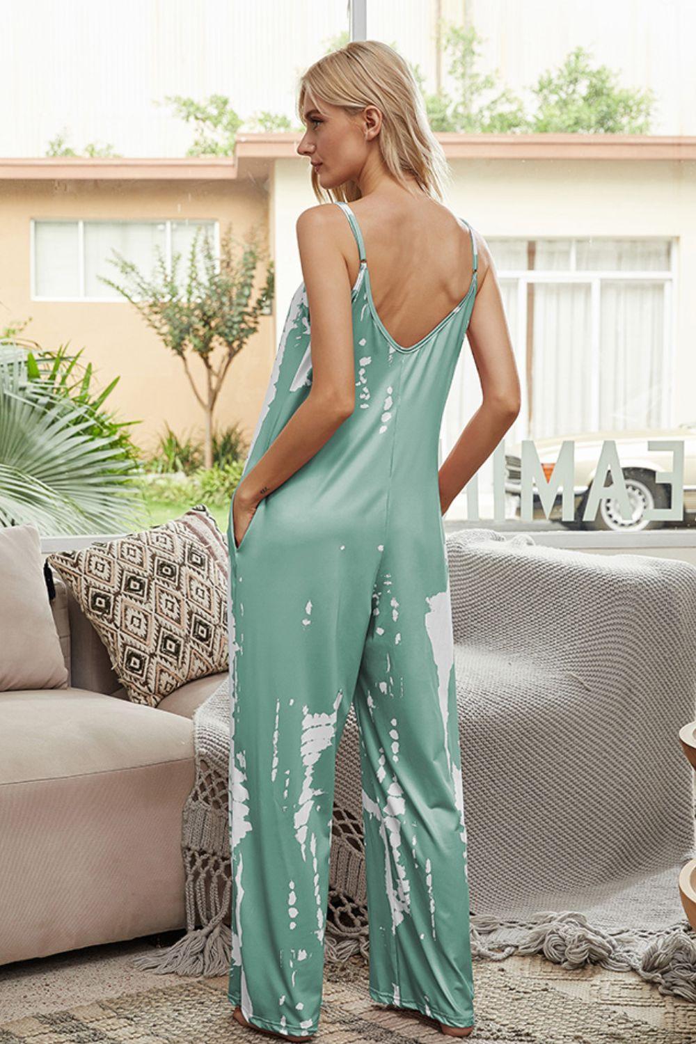 Ease Off Wide Leg Sleeveless Tie Dye Jumpsuit - MXSTUDIO.COM