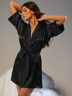 Ease and Comfort Belted Satin Robe - MXSTUDIO.COM