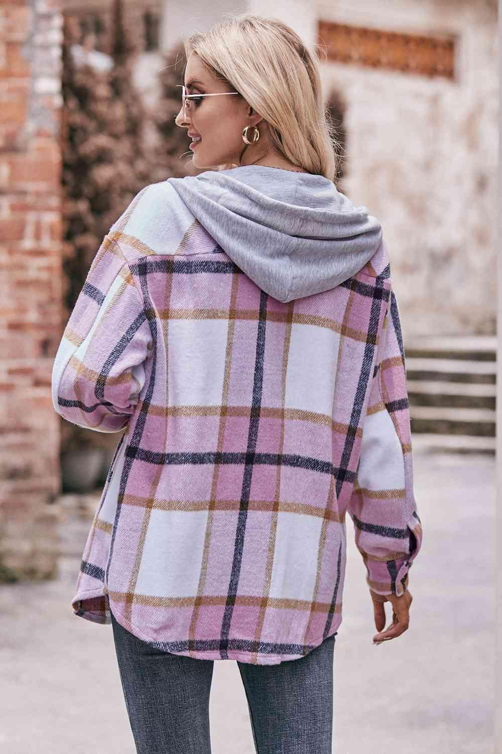 Easeful Autumn Plaid Hooded Jacket - MXSTUDIO.COM