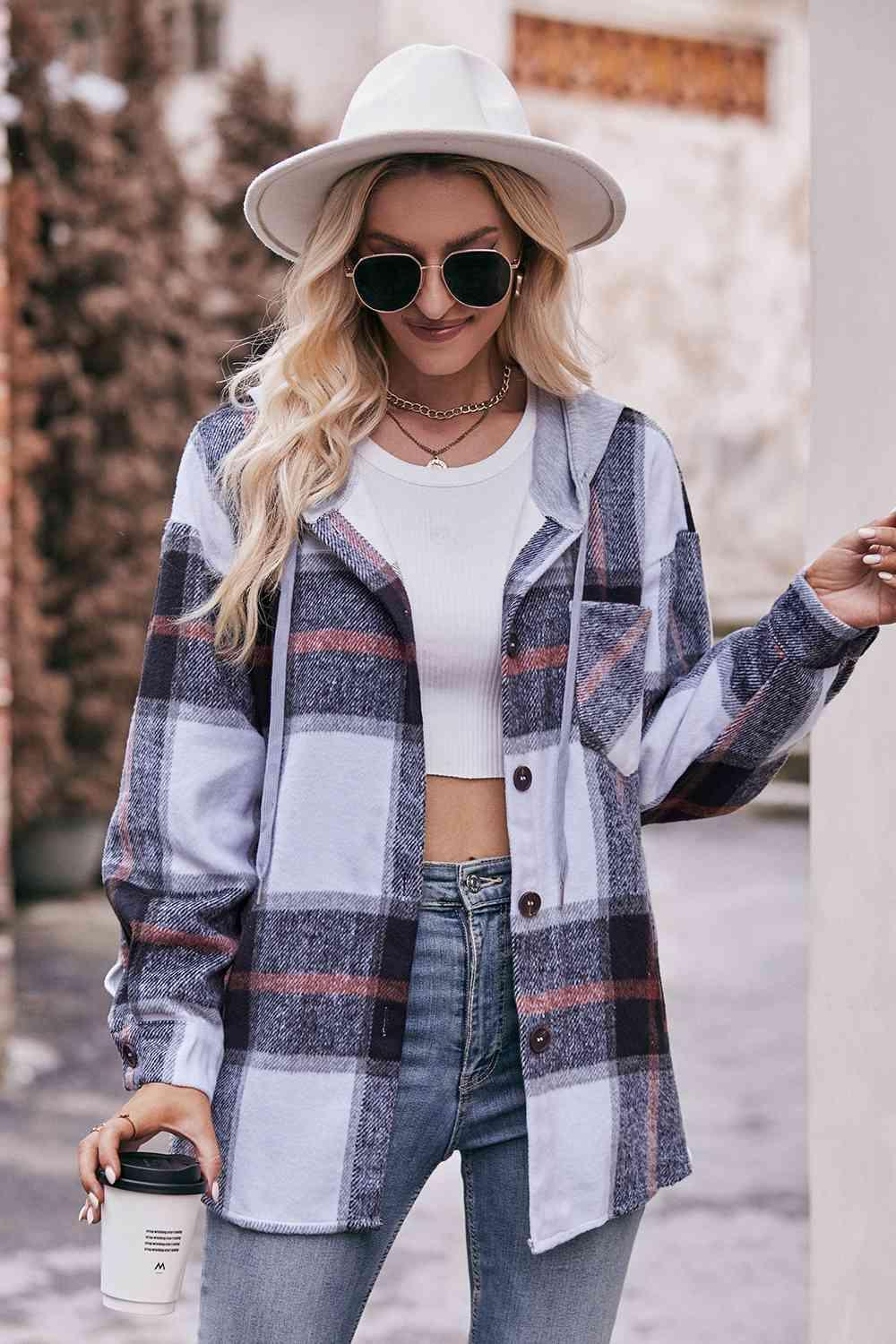 Easeful Autumn Plaid Hooded Jacket - MXSTUDIO.COM