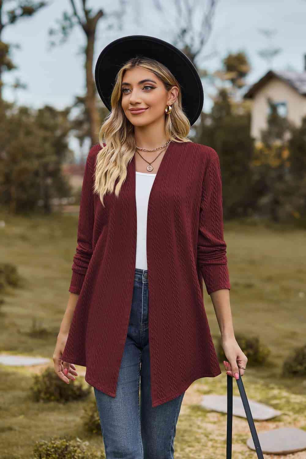 Easeful Warmth Open Front Long Sleeve Cardigan - MXSTUDIO.COM