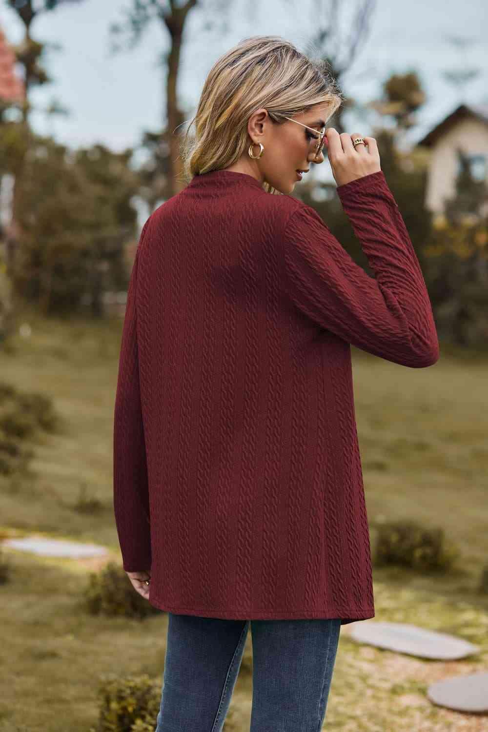 Easeful Warmth Open Front Long Sleeve Cardigan - MXSTUDIO.COM