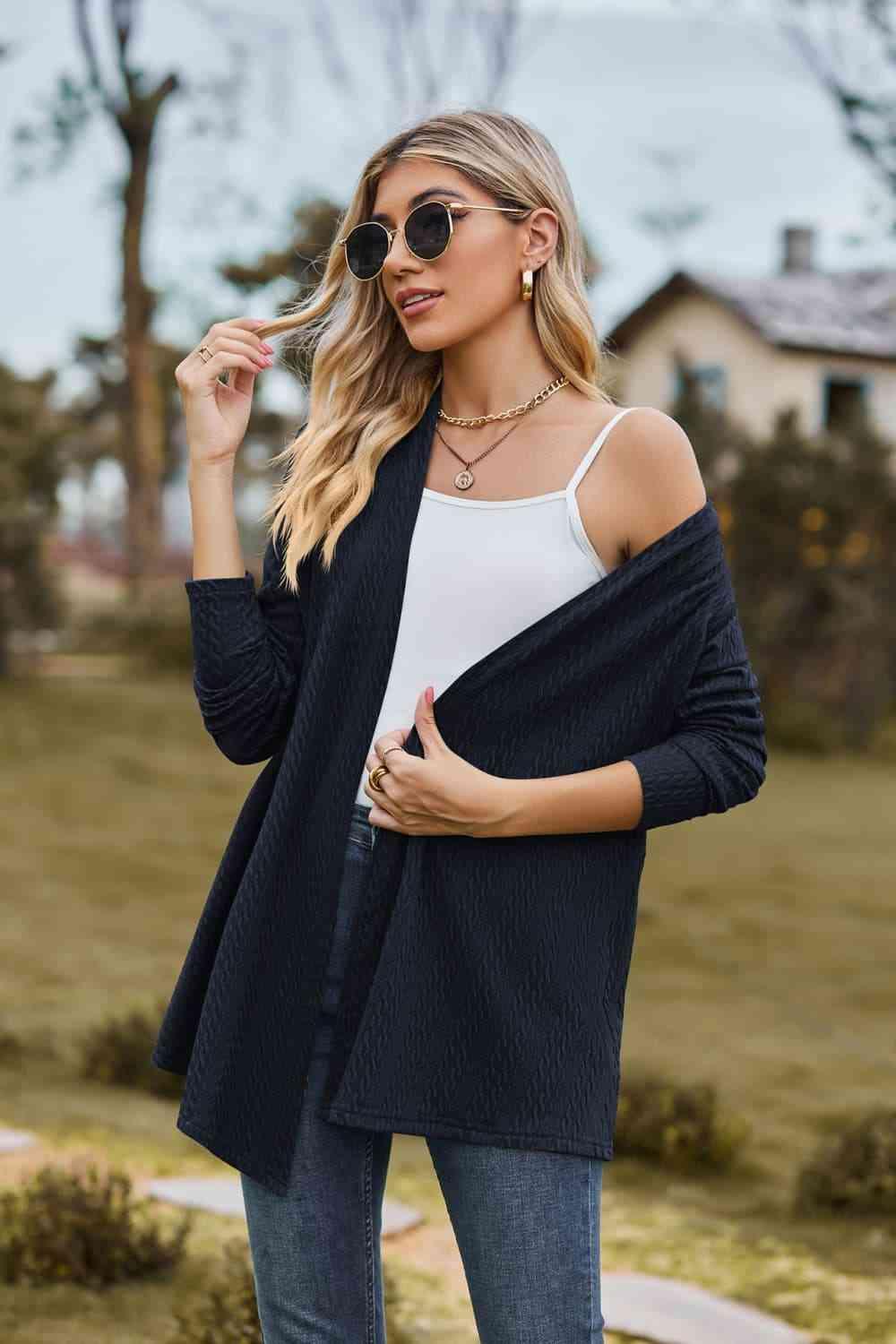 Easeful Warmth Open Front Long Sleeve Cardigan - MXSTUDIO.COM