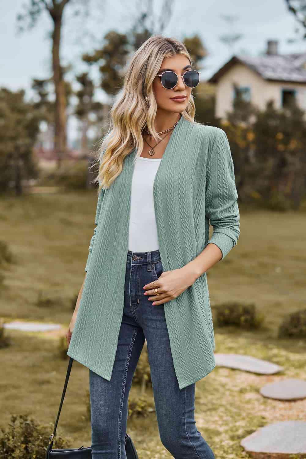 Easeful Warmth Open Front Long Sleeve Cardigan - MXSTUDIO.COM