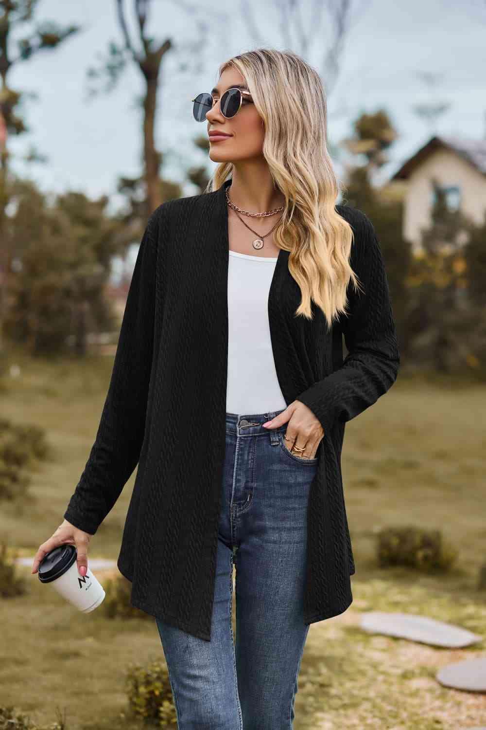 Easeful Warmth Open Front Long Sleeve Cardigan - MXSTUDIO.COM