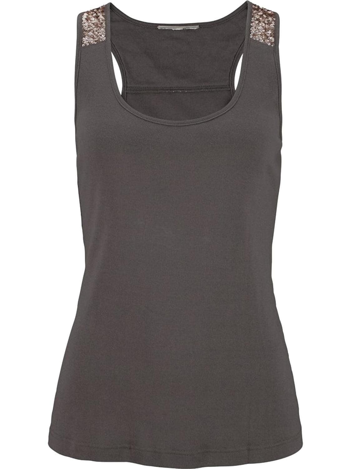 a women's tank top with a lace detail