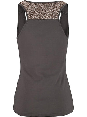 a women's tank top with sequins on the back