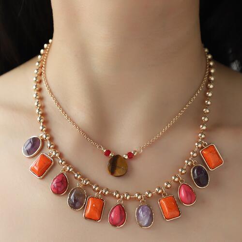 Easy Fit Geometric Alloy Double-Layered Necklace-MXSTUDIO.COM