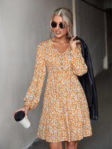 Easy Floral Balloon Sleeve Dress - MXSTUDIO.COM