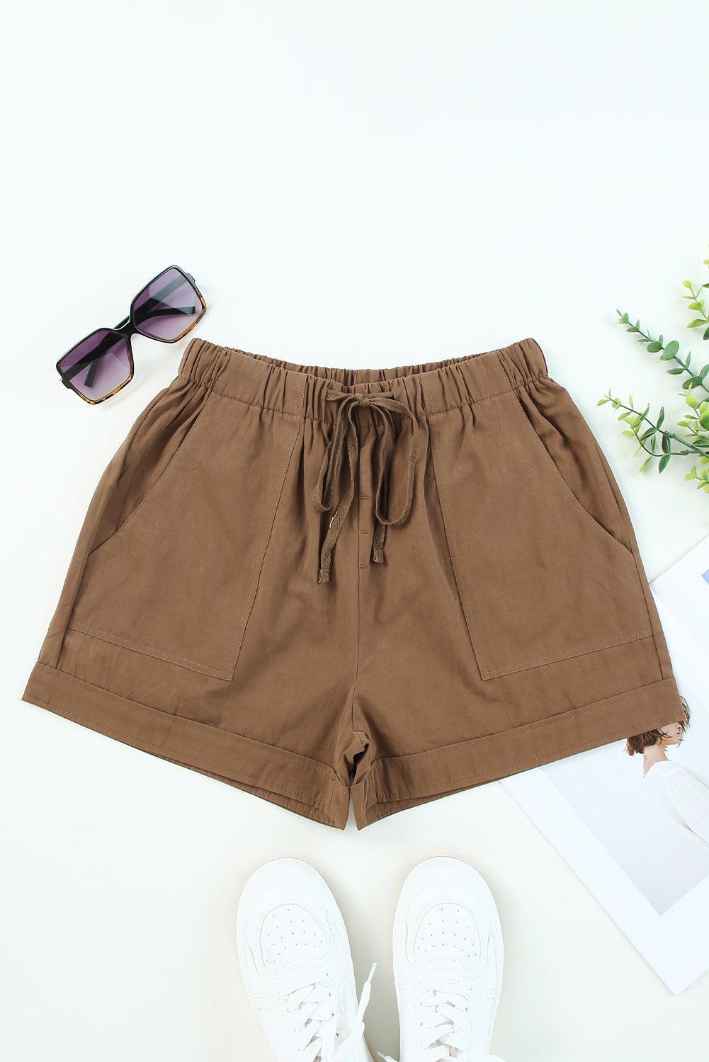 Easygoing Drawstring Elastic Waist Shorts - MXSTUDIO.COM