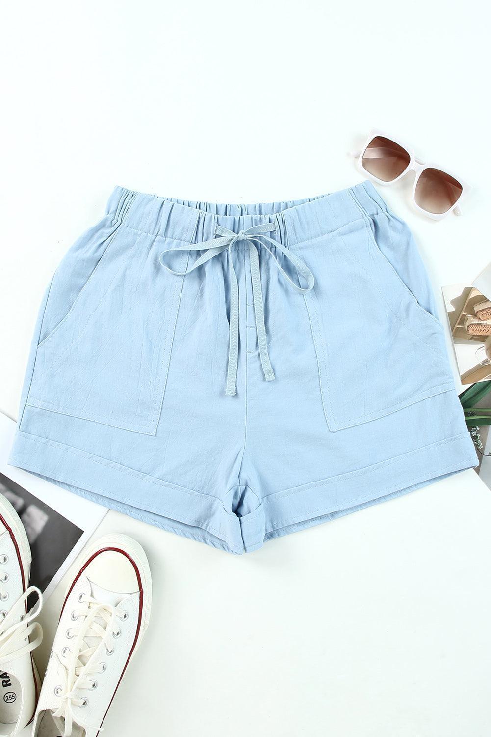 Easygoing Drawstring Elastic Waist Shorts - MXSTUDIO.COM