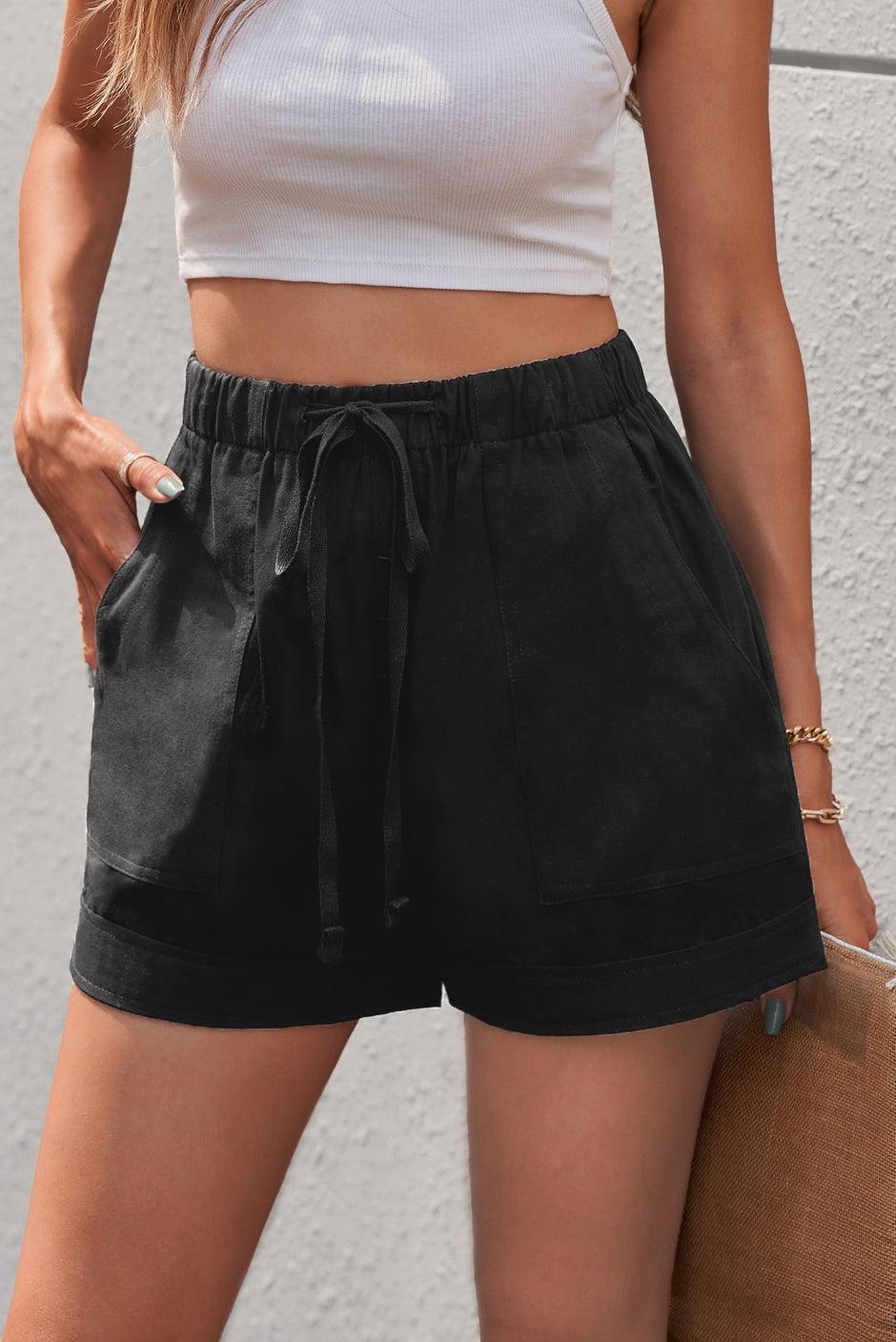 Easygoing Drawstring Elastic Waist Shorts - MXSTUDIO.COM