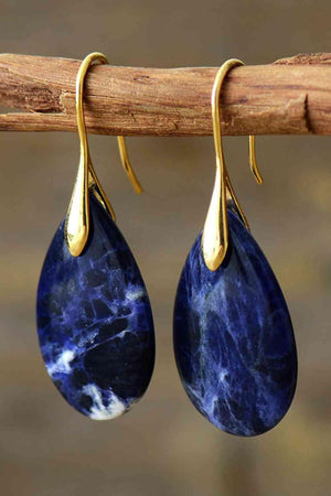 Eco-Conscious Natural Stone Teardrop Earrings-MXSTUDIO.COM