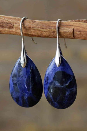 Eco-Conscious Natural Stone Teardrop Earrings-MXSTUDIO.COM