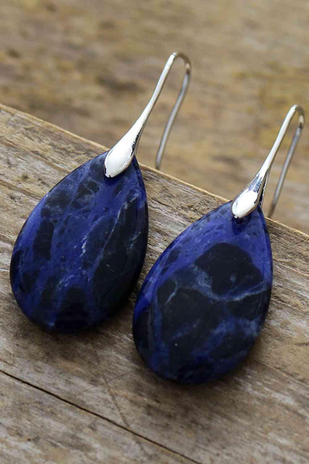 Eco-Conscious Natural Stone Teardrop Earrings-MXSTUDIO.COM