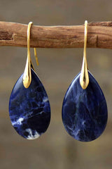 Eco-Conscious Natural Stone Teardrop Earrings-MXSTUDIO.COM