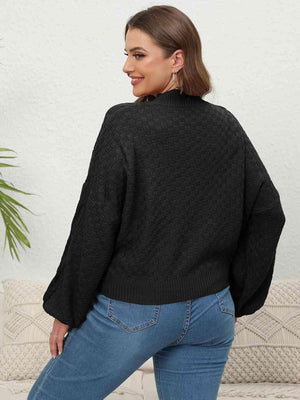 Ecstatic Cable Knit Plus Size Mock Neck Sweater - MXSTUDIO.COM