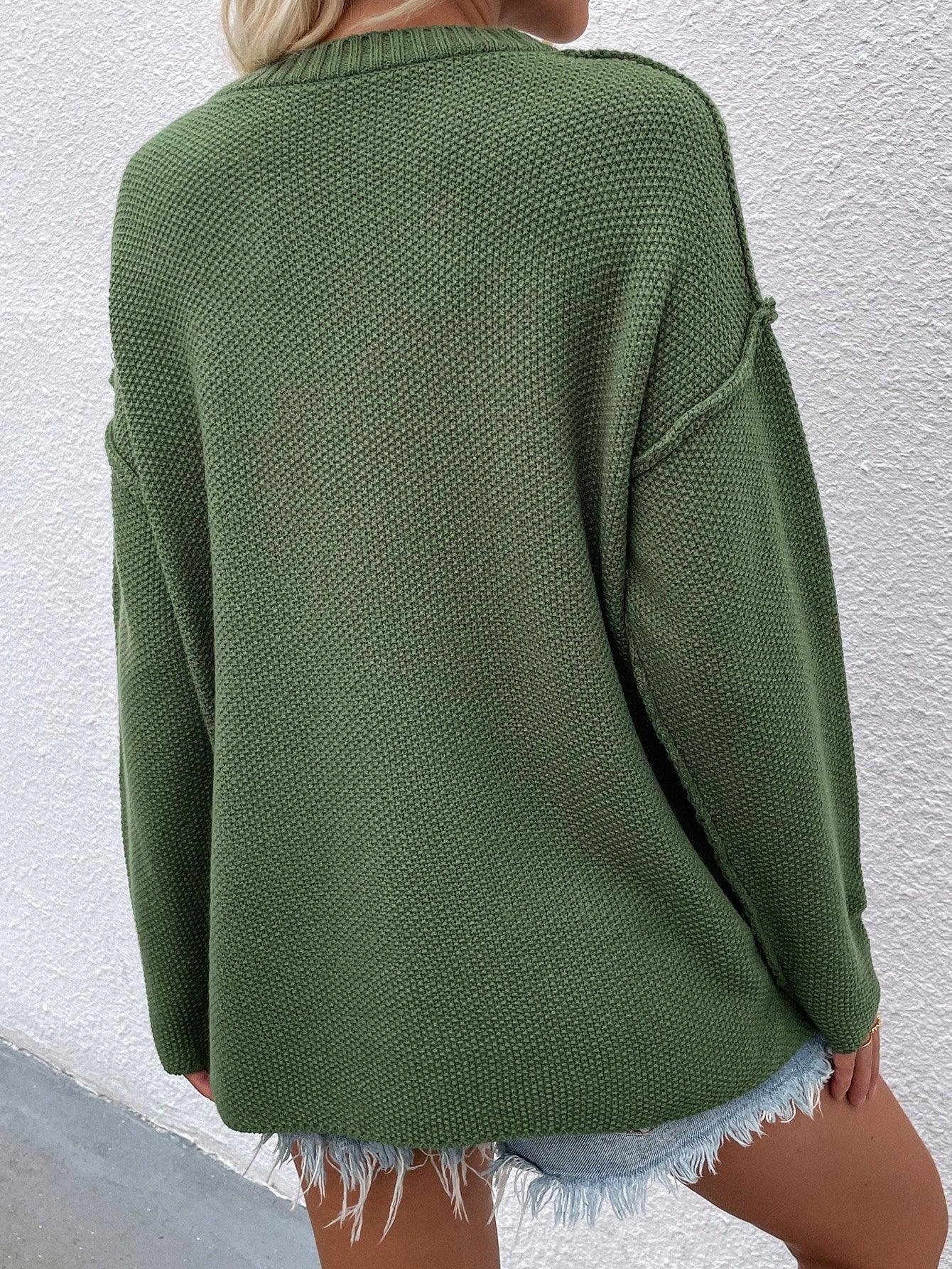 Edgy Knit Quarter Button Sweater - MXSTUDIO.COM