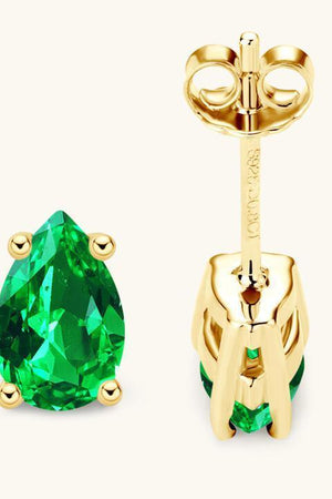 Effervescent Aura Lab-Grown Emerald Stud Earrings-MXSTUDIO.COM