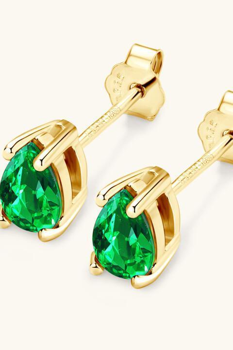 Effervescent Aura Lab-Grown Emerald Stud Earrings-MXSTUDIO.COM