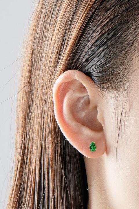 Effervescent Aura Lab-Grown Emerald Stud Earrings-MXSTUDIO.COM