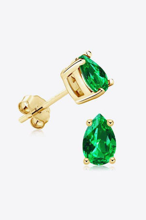 Effervescent Aura Lab-Grown Emerald Stud Earrings-MXSTUDIO.COM