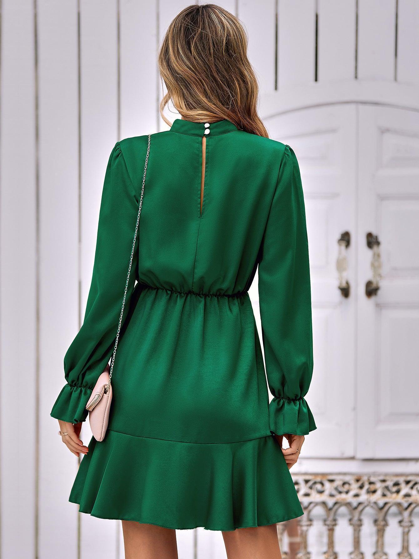 Effervescent Green Mock Neck Mini Dress - MXSTUDIO.COM