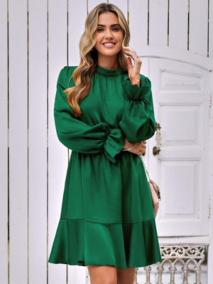 Effervescent Green Mock Neck Mini Dress - MXSTUDIO.COM