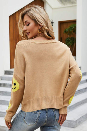 Effervescent Smiley Face Cardigan - MXSTUDIO.COM