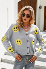 Effervescent Smiley Face Cardigan - MXSTUDIO.COM