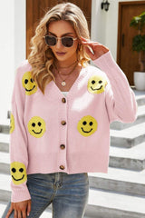 Effervescent Smiley Face Cardigan - MXSTUDIO.COM