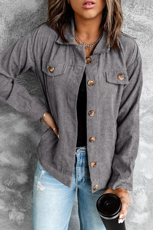 Effortless Buttoned Corduroy Jacket - MXSTUDIO.COM