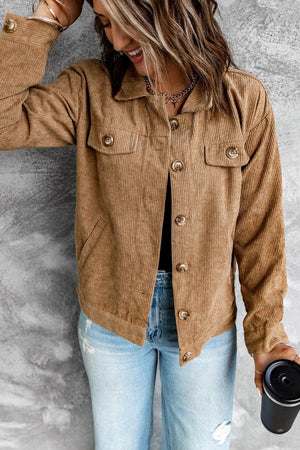 Effortless Buttoned Corduroy Jacket - MXSTUDIO.COM