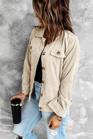 Effortless Buttoned Corduroy Jacket - MXSTUDIO.COM