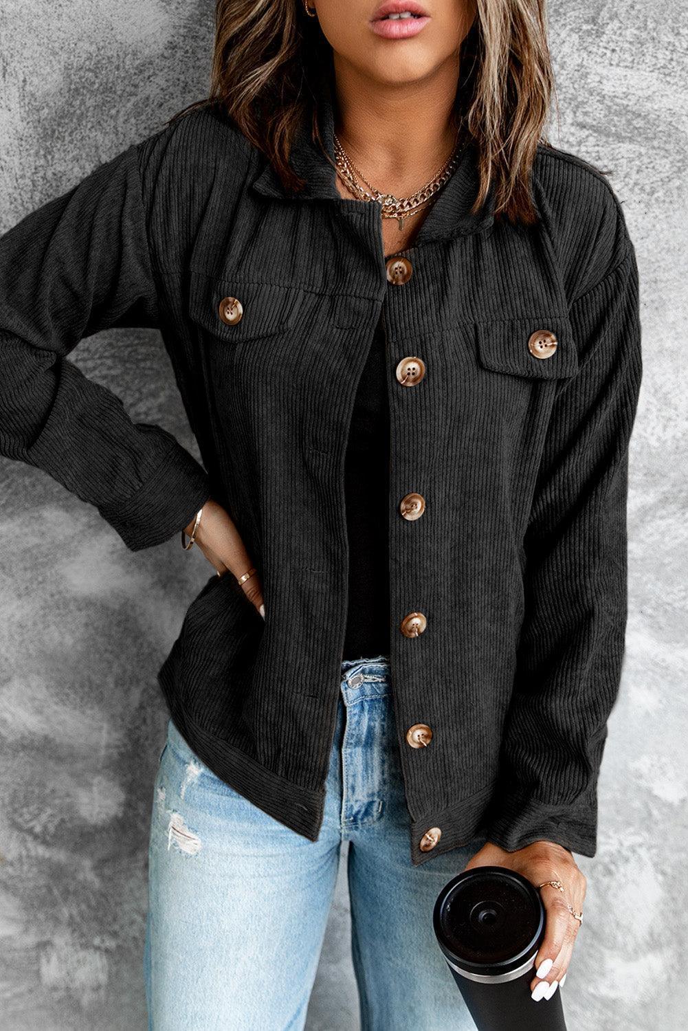 Effortless Buttoned Corduroy Jacket - MXSTUDIO.COM