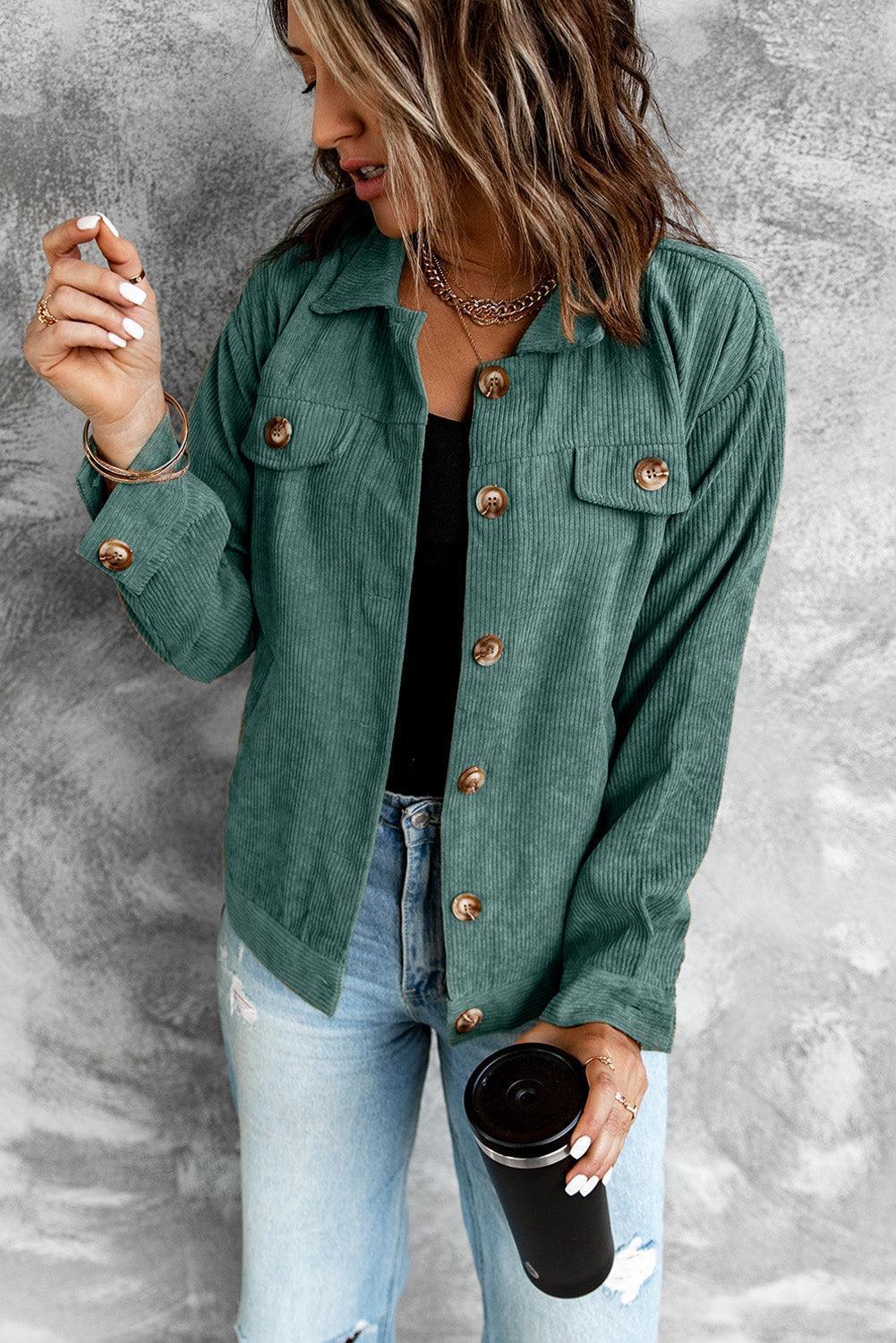 Effortless Buttoned Corduroy Jacket - MXSTUDIO.COM