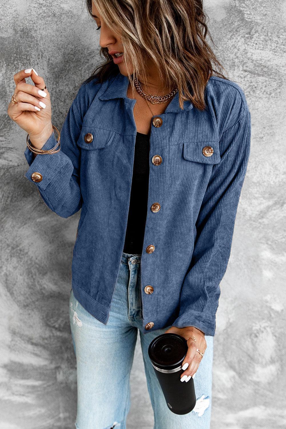 Effortless Buttoned Corduroy Jacket - MXSTUDIO.COM