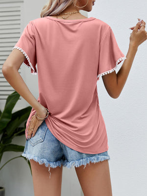 Effortless Crew Neck Petal Sleeve Blouse - MXSTUDIO.COM