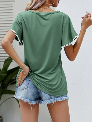 Effortless Crew Neck Petal Sleeve Blouse - MXSTUDIO.COM