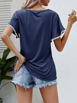 Effortless Crew Neck Petal Sleeve Blouse - MXSTUDIO.COM