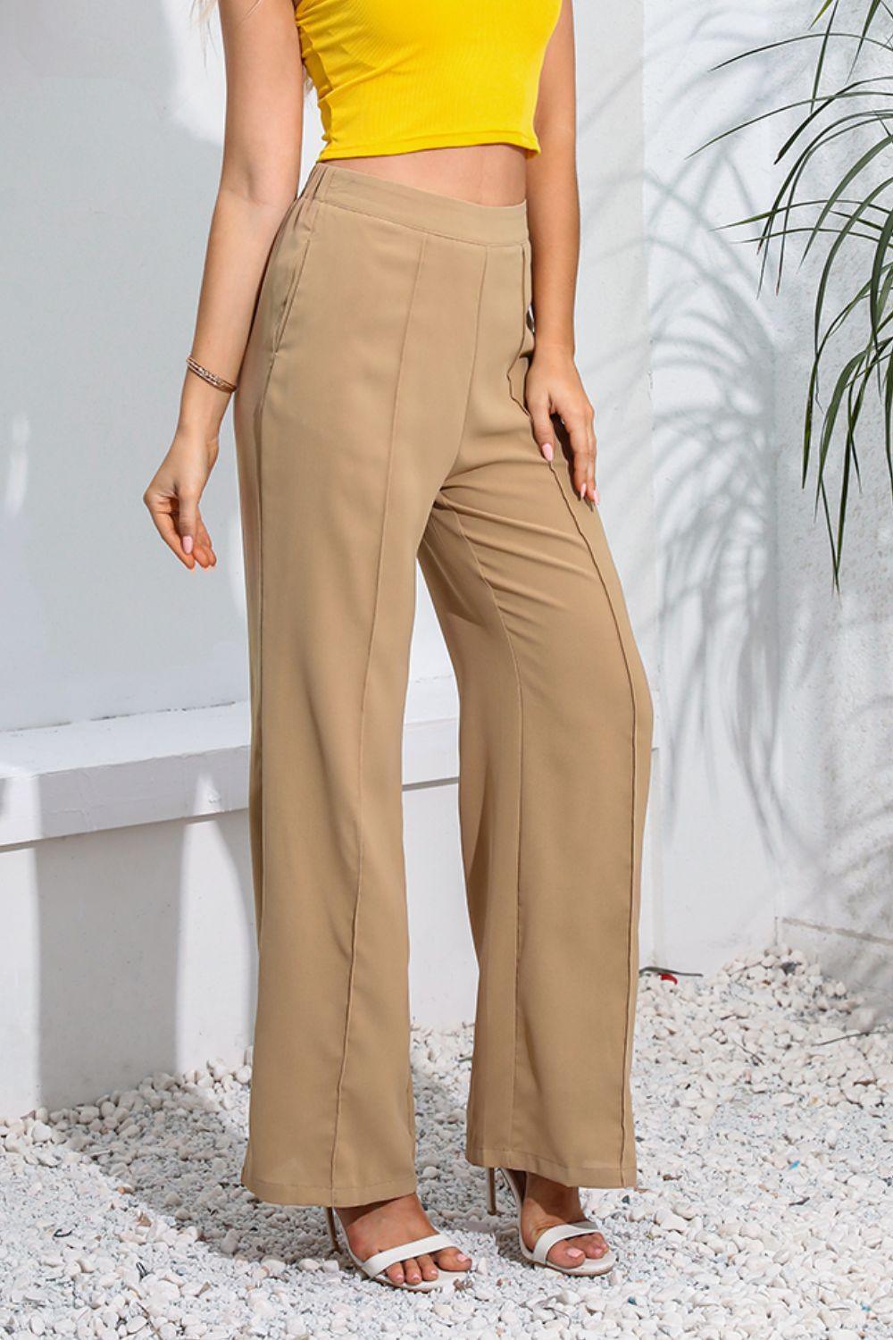 Effortless Look High Waist Straight Leg Pants - MXSTUDIO.COM