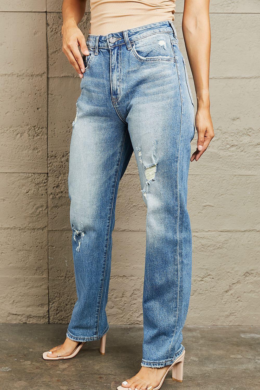 Effortless Style High Waist Straight Leg Jeans - MXSTUDIO.COM