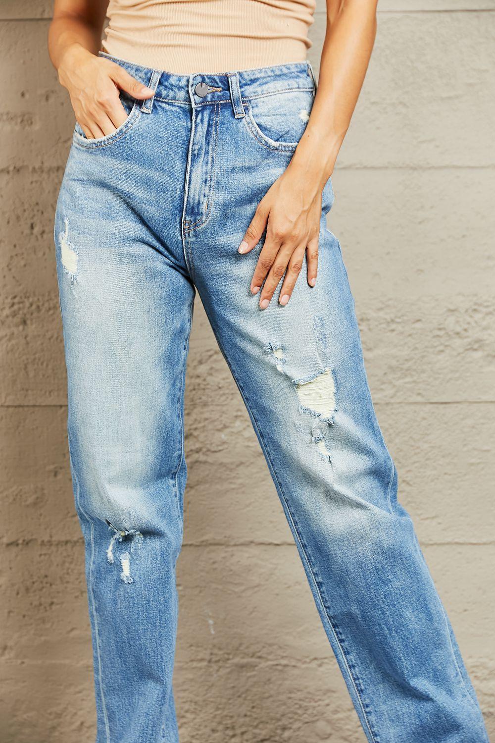 Effortless Style High Waist Straight Leg Jeans - MXSTUDIO.COM