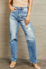 Effortless Style High Waist Straight Leg Jeans - MXSTUDIO.COM