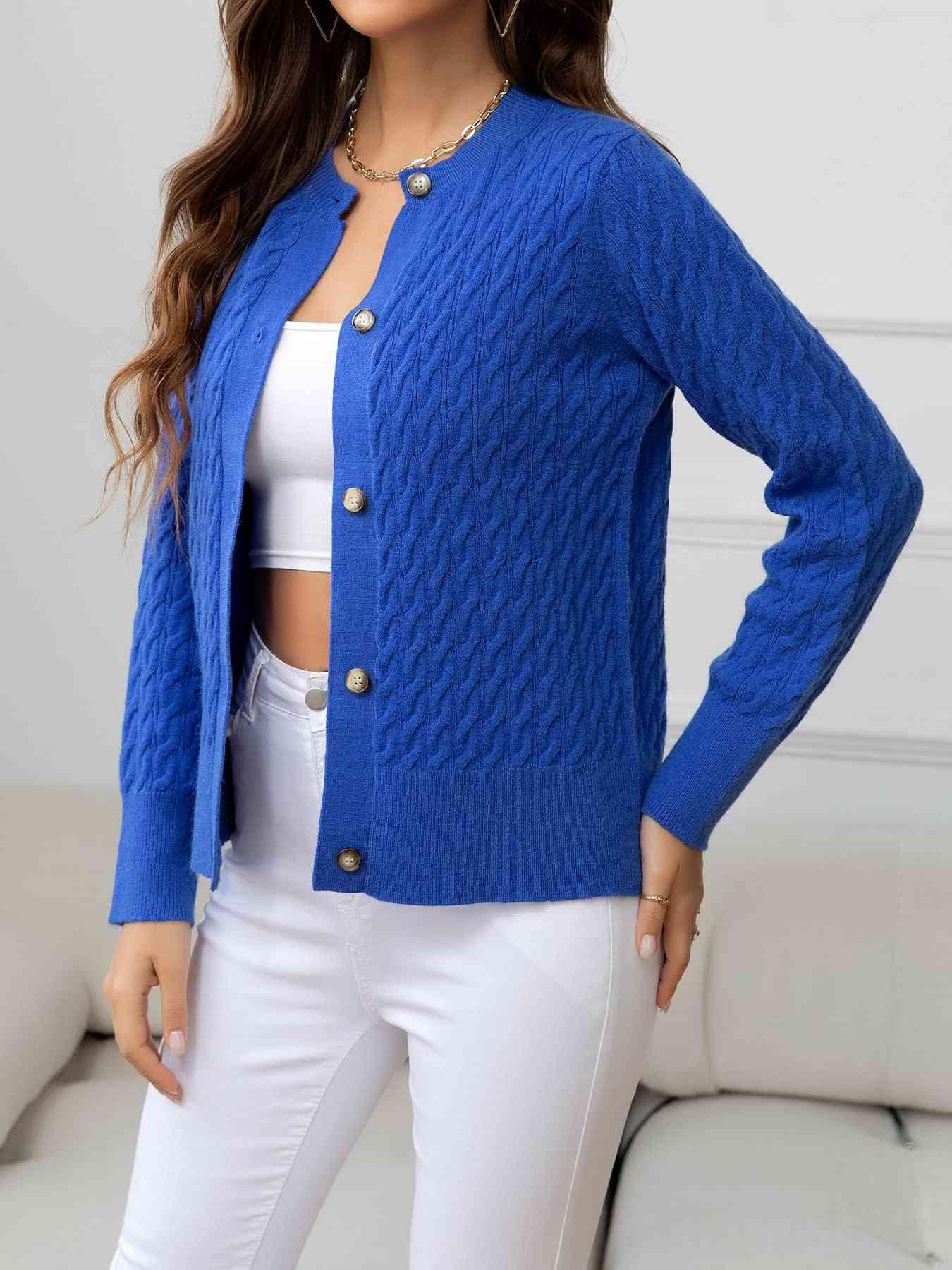 Effortless Warmth Button Front Cardigan-MXSTUDIO.COM
