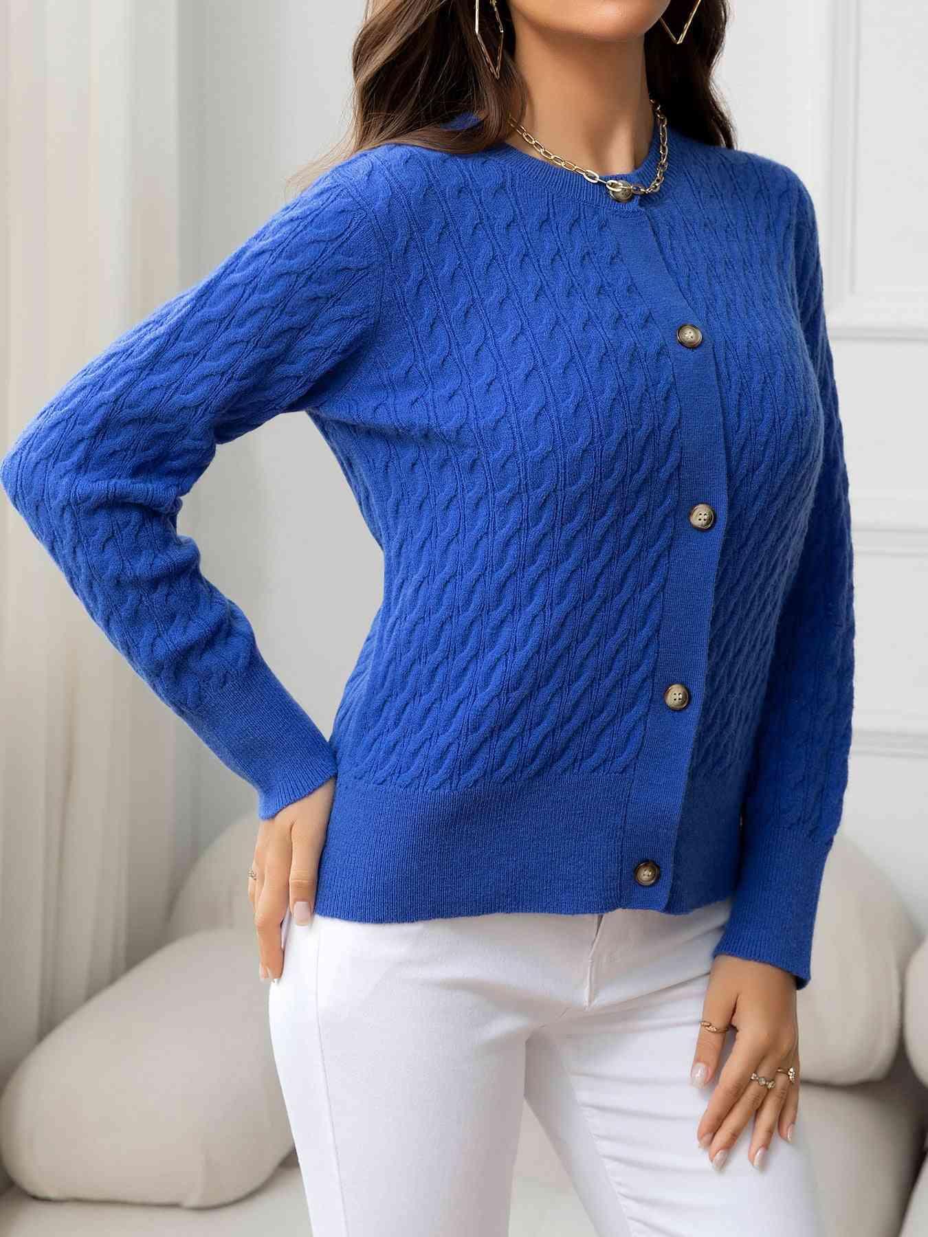 Effortless Warmth Button Front Cardigan-MXSTUDIO.COM