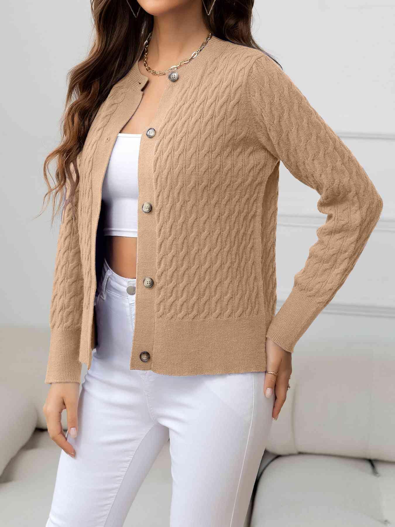 Effortless Warmth Button Front Cardigan-MXSTUDIO.COM