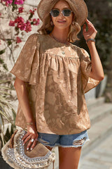 Effortlessly Chic Crew Neck Short Sleeve Blouse - MXSTUDIO.COM