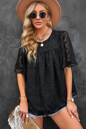 Effortlessly Chic Crew Neck Short Sleeve Blouse - MXSTUDIO.COM